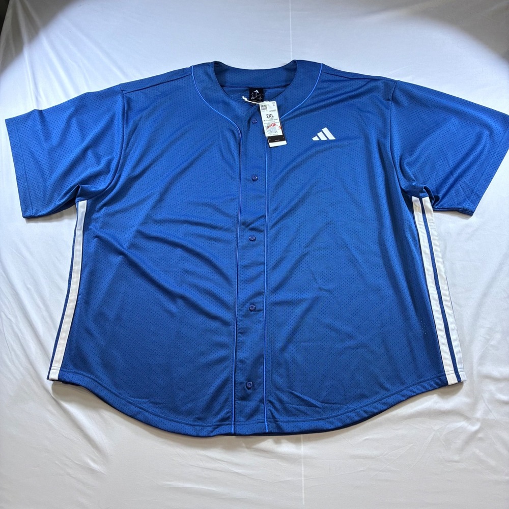 Adidas Mens Sta Seas Baseball Jersey Dusky Petrol Blue JZ6927 2XL NWT